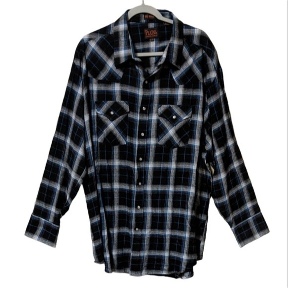 Big Man Plains Western Wear plaid cotton pearl snap men's 2X